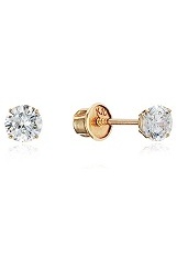 dazzling itsy-bitsy cubic zirconia solitaire gold baby earrings 